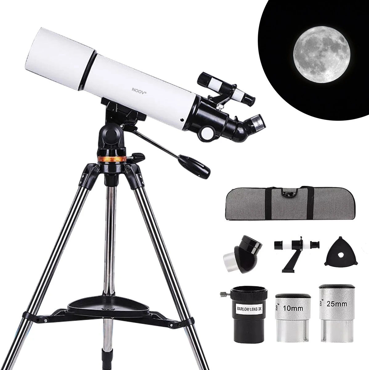 NOOV® - Telescoop – Sterrenkijker Volwassenen / Gevorderden – Sterrenkijker Kinderen – Extra Grote Lensopening 80mm –Rode Stipzoeker - Inclusief Anti-shock Statief & Stevige Draagtas 1 NOOV® - Telescoop – Sterrenkijker Volwassenen / Gevorderden – Sterrenkijker Kinderen – Extra Grote Lensopening 80mm –Rode Stipzoeker - Inclusief Anti-shock Statief & Stevige Draagtas