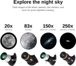 SPACEBRAIN® - 80/500 - Telescoop Voor Volwassenen - 80 Mm Opening En 500 Mm Brandpuntsafstand -professionele Astronomie-refractortelescoop Voor Kinderen En Beginners - Met AZ-montage - 3 Oculairs En Smartphone-adapter. -Fjallraven Winkel 1200x1048 1