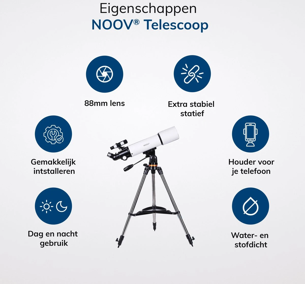 NOOV® - Telescoop – Sterrenkijker Volwassenen / Gevorderden – Sterrenkijker Kinderen – Extra Grote Lensopening 80mm –Rode Stipzoeker - Inclusief Anti-shock Statief & Stevige Draagtas 3 NOOV® - Telescoop – Sterrenkijker Volwassenen / Gevorderden – Sterrenkijker Kinderen – Extra Grote Lensopening 80mm –Rode Stipzoeker - Inclusief Anti-shock Statief & Stevige Draagtas - Afbeelding 3