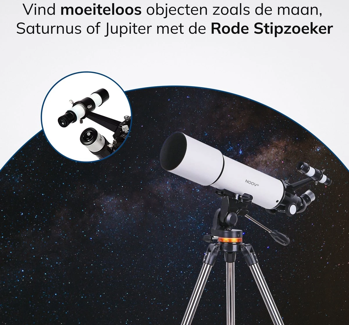 NOOV® - Telescoop – Sterrenkijker Volwassenen / Gevorderden – Sterrenkijker Kinderen – Extra Grote Lensopening 80mm –Rode Stipzoeker - Inclusief Anti-shock Statief & Stevige Draagtas 2 NOOV® - Telescoop – Sterrenkijker Volwassenen / Gevorderden – Sterrenkijker Kinderen – Extra Grote Lensopening 80mm –Rode Stipzoeker - Inclusief Anti-shock Statief & Stevige Draagtas - Afbeelding 2