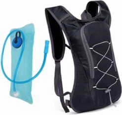 Merkloos Drinkrugzak Met Drinksysteem - Inclusief Waterzak Van 2 Liter - Rugzak Voor Hiken - Rugzak Wintersport - Hardlopen - Wandelen - Zwart - Wielrennen - Hardloop Rugzak - Zoals Camelbak