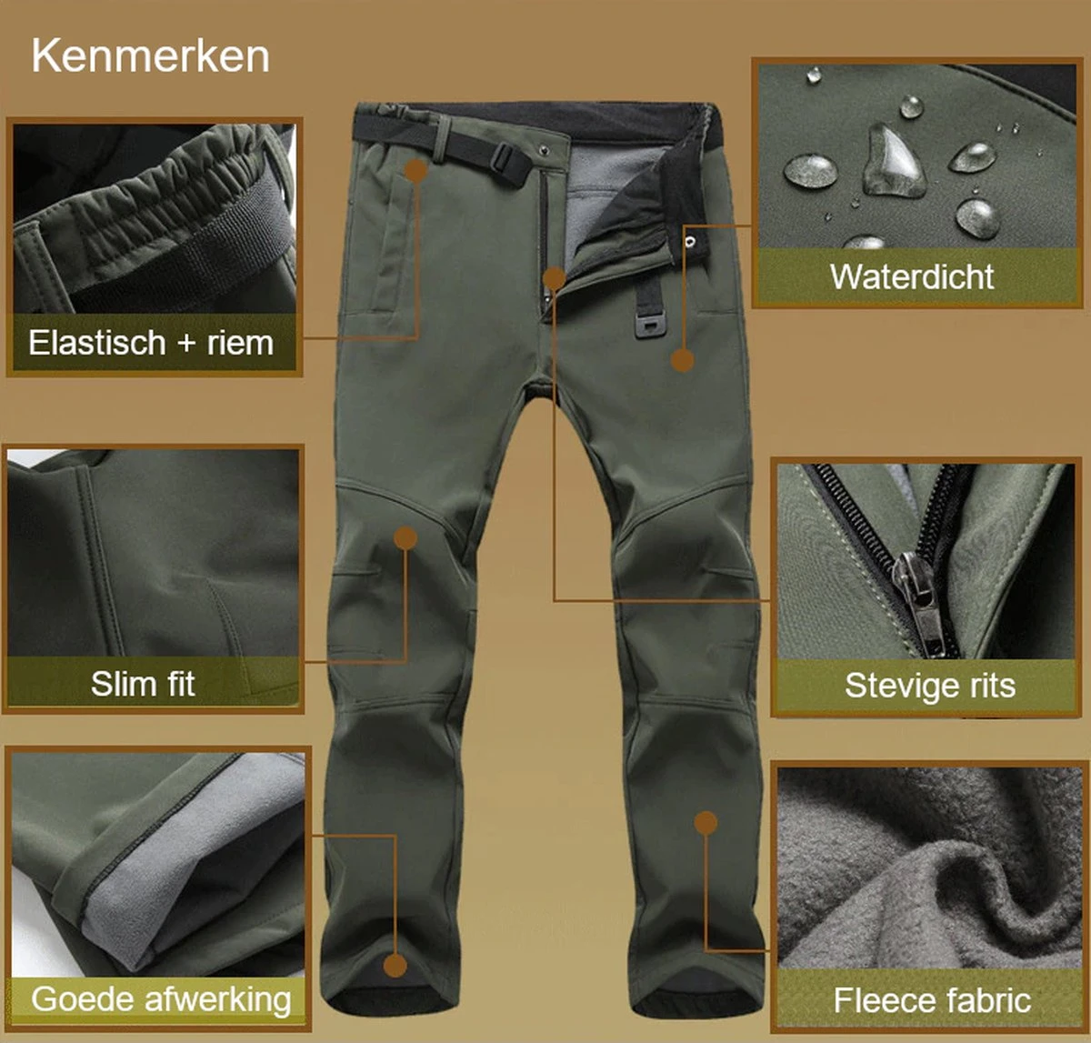 Hikr® Waterdichte Broek Heren - Regenbroek - Winddicht - Wandelbroek - Hiking Broek - Winterbroek - Herfst, Winter, Lente - Outdoor - Wandelen 9 Hikr® Waterdichte Broek Heren - Regenbroek - Winddicht - Wandelbroek - Hiking Broek - Winterbroek - Herfst, Winter, Lente - Outdoor - Wandelen - Afbeelding 9