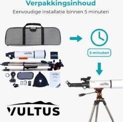 Vultus Telescoop - 375x Vergroting - Sterrenkijker Beginners / Volwassenen / Gevorderden - Inclusief E-boek Voor Beginners - Inclusief App - Inclusief Statief En Draagtas - Vultus - 50080 -Fjallraven Winkel 1200x1185