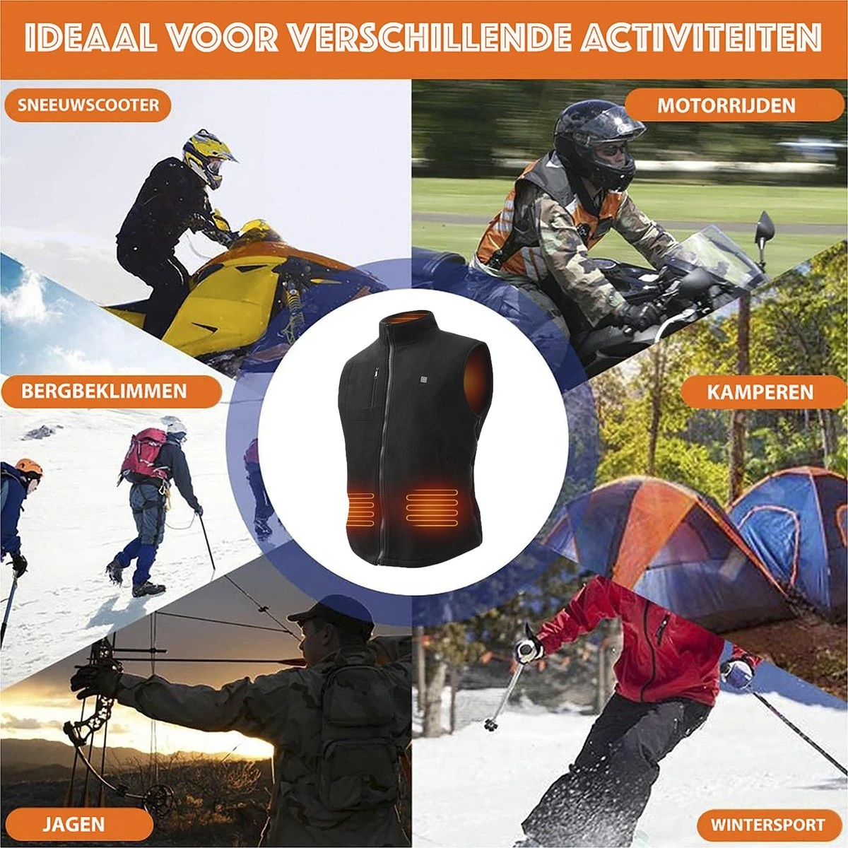 KIMO DIRECT Verwarmde Bodywarmer Met 10.000 MAh Powerbank - Fleece Vest - Verstelbare Maten - Unisex 4 KIMO DIRECT Verwarmde Bodywarmer Met 10.000 MAh Powerbank - Fleece Vest - Verstelbare Maten - Unisex - Afbeelding 4