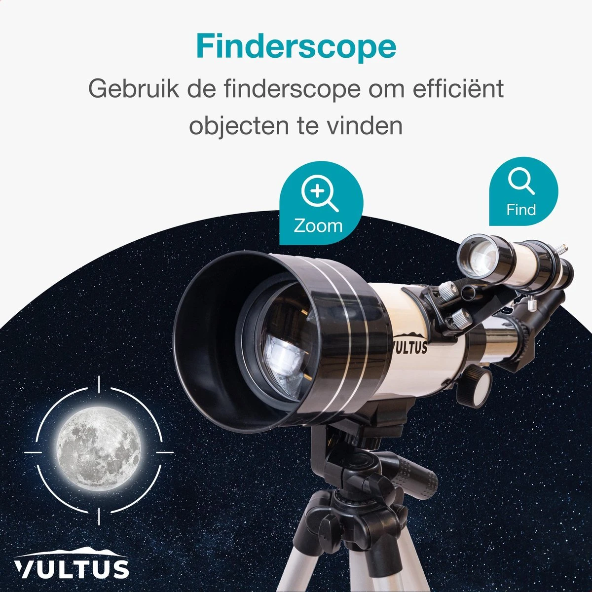 Vultus Telescoop - 150x Vergroting - Sterrenkijker Voor Kinderen/Beginners En Volwassenen - Inclusief Statief En Draagtas - Vultus 30070 - Wit 5 Vultus Telescoop - 150x Vergroting - Sterrenkijker Voor Kinderen/Beginners En Volwassenen - Inclusief Statief En Draagtas - Vultus 30070 - Wit - Afbeelding 5