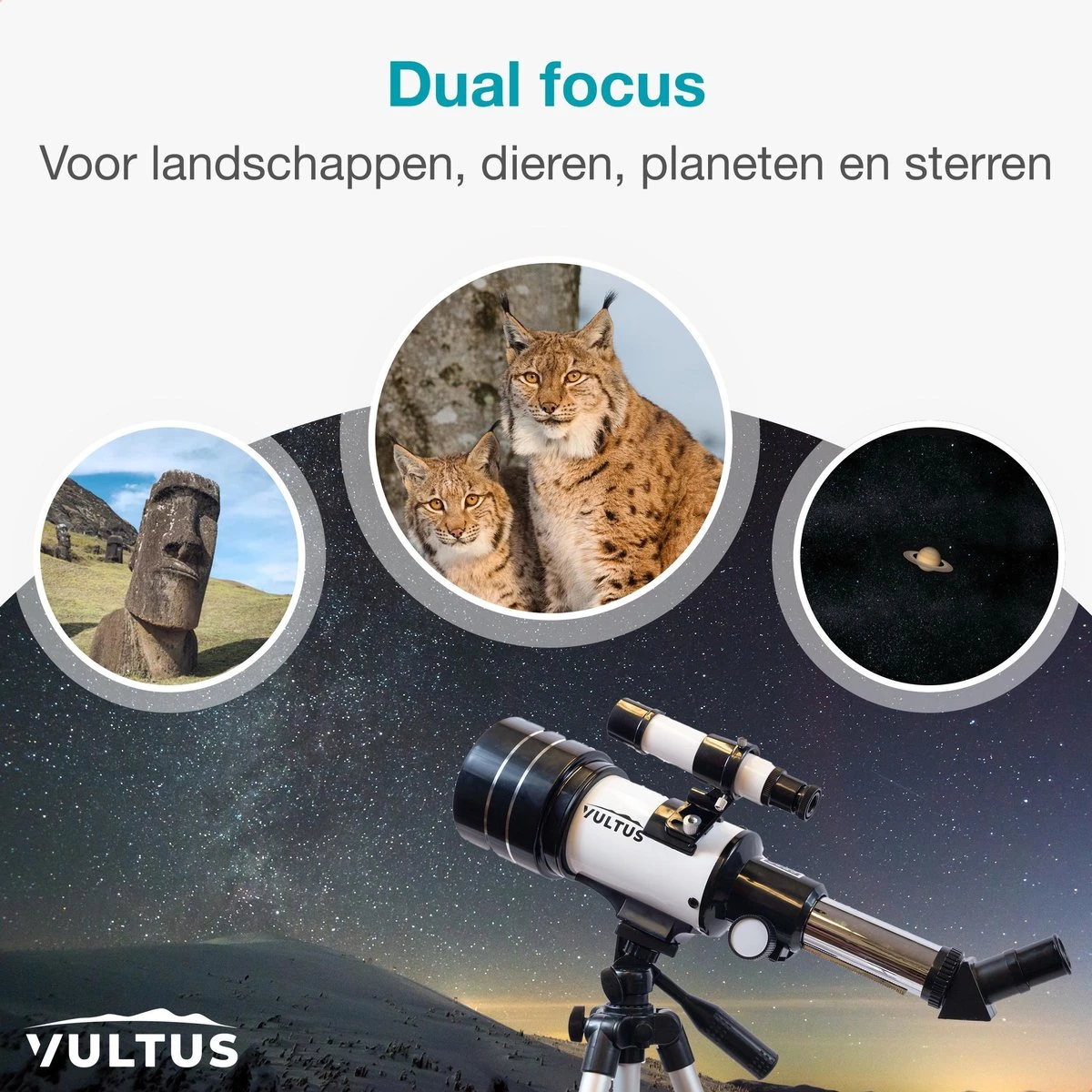 Vultus Telescoop - 150x Vergroting - Sterrenkijker Voor Kinderen/Beginners En Volwassenen - Inclusief Statief En Draagtas - Vultus 30070 - Wit 6 Vultus Telescoop - 150x Vergroting - Sterrenkijker Voor Kinderen/Beginners En Volwassenen - Inclusief Statief En Draagtas - Vultus 30070 - Wit - Afbeelding 6