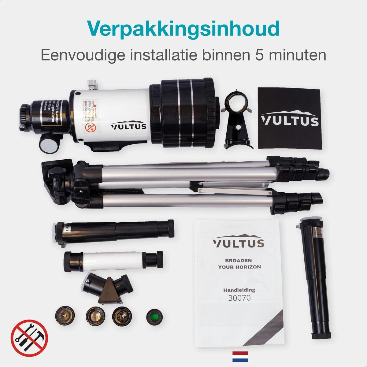 Vultus Telescoop - 150x Vergroting - Sterrenkijker Voor Kinderen/Beginners En Volwassenen - Inclusief Statief En Draagtas - Vultus 30070 - Wit 7 Vultus Telescoop - 150x Vergroting - Sterrenkijker Voor Kinderen/Beginners En Volwassenen - Inclusief Statief En Draagtas - Vultus 30070 - Wit - Afbeelding 7