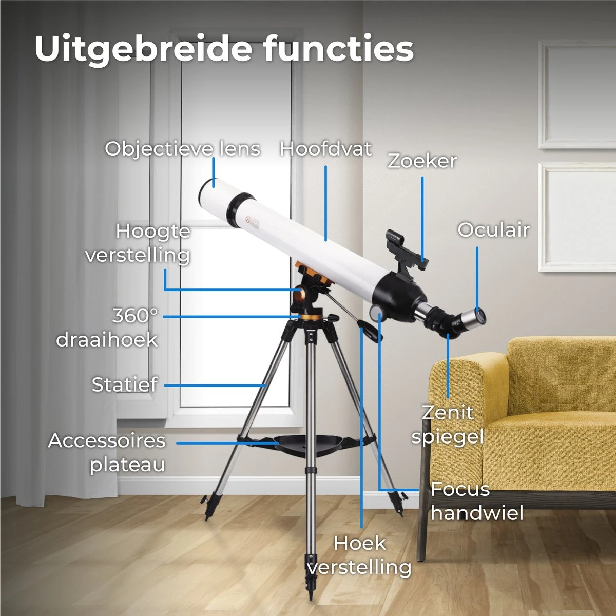 Nuvance - Telescoop - 375x Vergroting - Sterrenkijker Volwassenen / Kinderen - Inclusief Statief En Draagtas - Astronomie En Sterrenkunde - Nachtkijker 5 Nuvance - Telescoop - 375x Vergroting - Sterrenkijker Volwassenen / Kinderen - Inclusief Statief En Draagtas - Astronomie En Sterrenkunde - Nachtkijker - Afbeelding 5