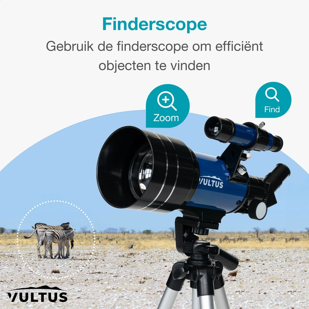 Vultus Telescoop - 150x Vergroting - Sterrenkijker Voor Kinderen/Beginners En Volwassenen - Inclusief Statief En Draagtas - Vultus 30070 - Blauw 2 Vultus Telescoop - 150x Vergroting - Sterrenkijker Voor Kinderen/Beginners En Volwassenen - Inclusief Statief En Draagtas - Vultus 30070 - Blauw - Afbeelding 2