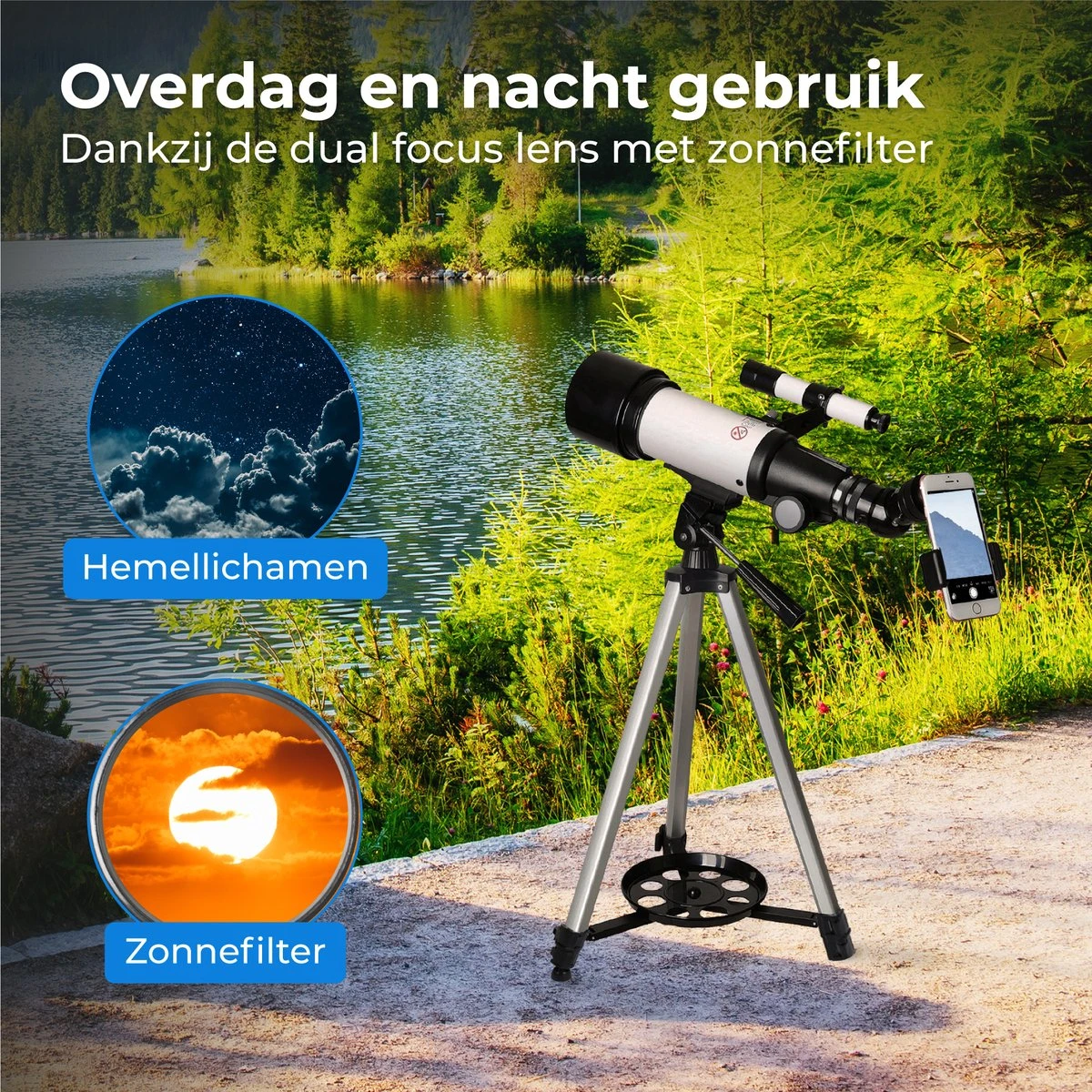 Nuvance - Telescoop - 300x Vergroting - Sterrenkijker Volwassenen / Kinderen - Inclusief Statief En Draagtas - Astronomie En Sterrenkunde - Nachtkijker 3 Nuvance - Telescoop - 300x Vergroting - Sterrenkijker Volwassenen / Kinderen - Inclusief Statief En Draagtas - Astronomie En Sterrenkunde - Nachtkijker - Afbeelding 3