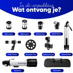 Earkings Telescoop Sterrenkijker 70/400 Mm Voor Kinderen, Beginners En Gevorderden - Inclusief Statief, Opbergtas, Twee Lenzen 25mm & 10mm En Barlow Lens, Telefoon Houder Voor Foto’s - F/5.7 Magnificatie -Fjallraven Winkel 1200x1200 245
