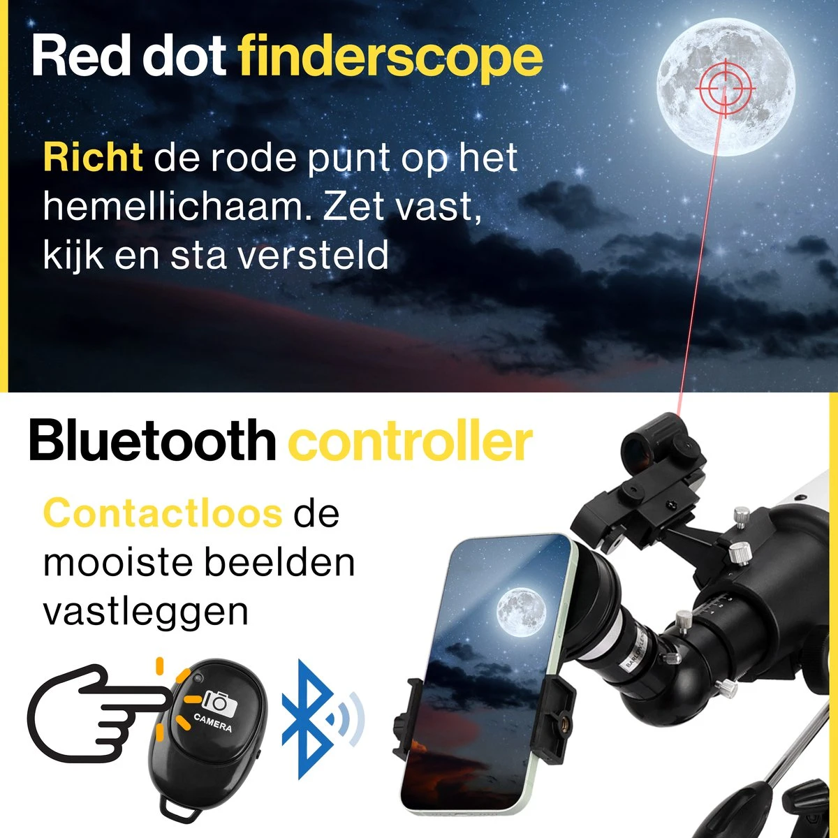 Vivid Green Telescoop Complete Set - 375x Zoom - Sterrenkijker - Geschikt Voor Kinderen En Volwassenen - Wit 3 Vivid Green Telescoop Complete Set - 375x Zoom - Sterrenkijker - Geschikt Voor Kinderen En Volwassenen - Wit - Afbeelding 3