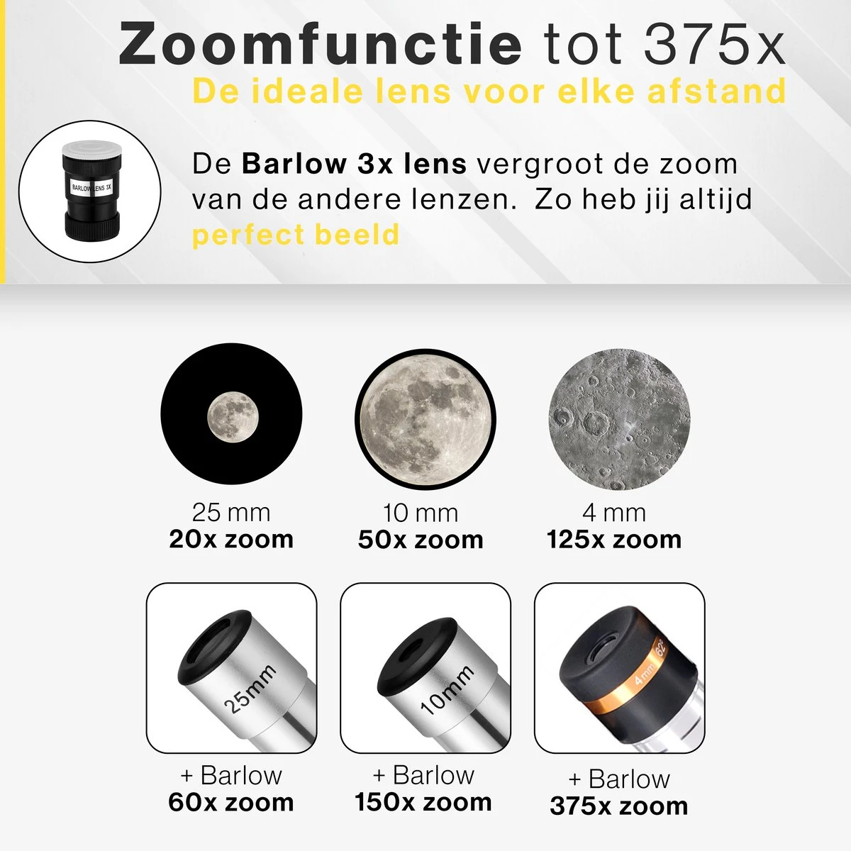 Vivid Green Telescoop Complete Set - 375x Zoom - Sterrenkijker - Geschikt Voor Kinderen En Volwassenen - Wit 4 Vivid Green Telescoop Complete Set - 375x Zoom - Sterrenkijker - Geschikt Voor Kinderen En Volwassenen - Wit - Afbeelding 4