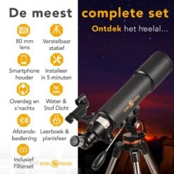 RP® Telescoop 375x Zoom Incl 4 Lenzen En Filterset - Sterrenkijker Volwassenen / Gevorderden - Verstelbaar Statief - Afstandsbediening, Planisfeer, Leerboek En Smartphone Adapter + Poster - CARBON -Fjallraven Winkel 1200x1200 272