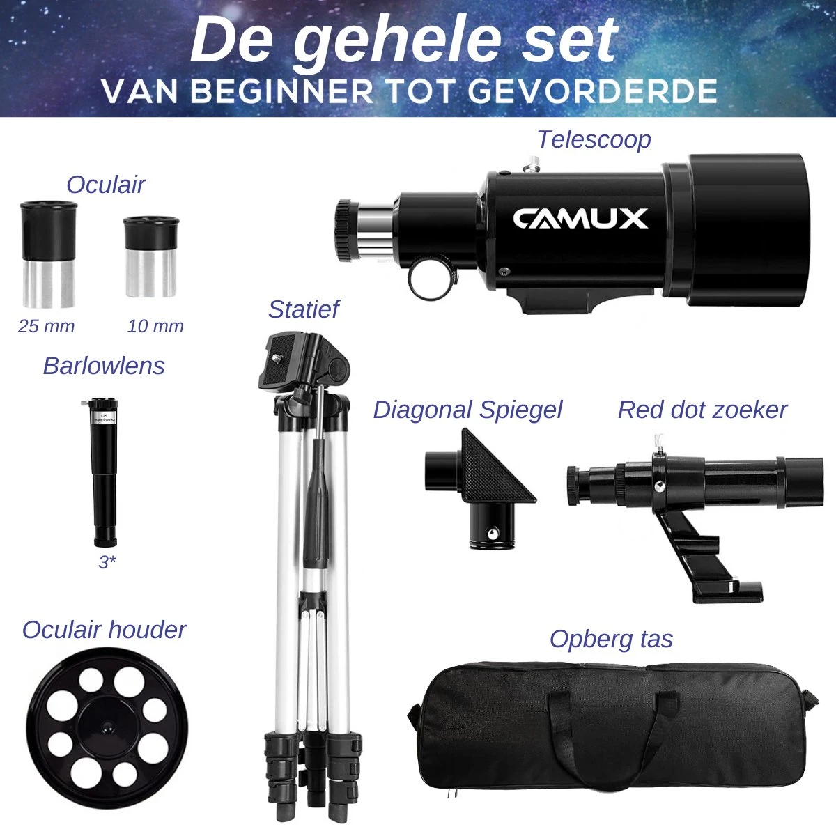 CAMUX Telescoop - Sterrenkijker - Geschikt Voor Volwassenen En Kinderen - Nachtkijker - Sterrenkunde 8 CAMUX Telescoop - Sterrenkijker - Geschikt Voor Volwassenen En Kinderen - Nachtkijker - Sterrenkunde - Afbeelding 8