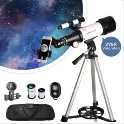 Practics® Telescoop Inclusief Statief & Draagtas Met Afstandsbediening – Sterrenkijker Voor Kinderen, Volwassenen & Gevorderden Met 2 Lenzen.
