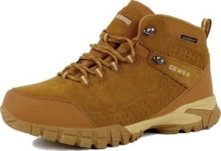 GEWEO Outdoorschoenen Heren - Middelhoge Waterdichte Wandelschoenen - Waterdicht En Ademend - Universal - Bruin - Maat 42