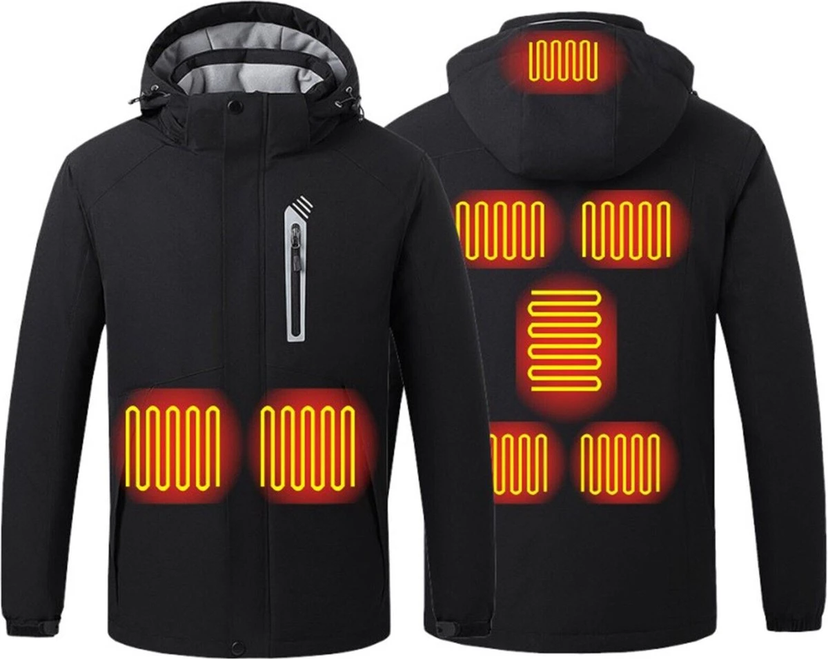 KIMO DIRECT Verwarmde Ski Jas Met 10.000 MAh Powerbank - Verwarmde Jas - Unisex - Zwart 1 KIMO DIRECT Verwarmde Ski Jas Met 10.000 MAh Powerbank - Verwarmde Jas - Unisex - Zwart