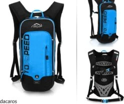 Weer Op Voorraad Super Degelijke Ultralichte Drinkrugzak |Incl. 1,5 L Waterzak | Lichte Sport Rugzak | Water Rugzak Met Slang | Outdoor Wandelen Klimmen Pouch Fietsen Hardlopen | Waterafstotende Fiets Rugzak – 6 L Blauw/Zwart