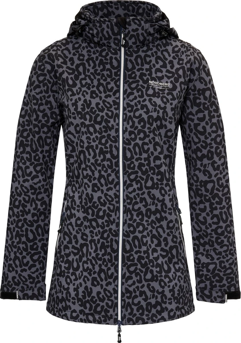 Nordberg Run Leopard Softshell Outdoorjas - Dames - Antraciet - Maat XL 1 Nordberg Run Leopard Softshell Outdoorjas - Dames - Antraciet - Maat XL