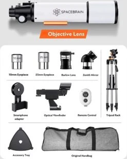 SPACEBRAIN® - 80/500 - Telescoop Voor Volwassenen - 80 Mm Opening En 500 Mm Brandpuntsafstand -professionele Astronomie-refractortelescoop Voor Kinderen En Beginners - Met AZ-montage - 3 Oculairs En Smartphone-adapter. -Fjallraven Winkel 960x1200 9
